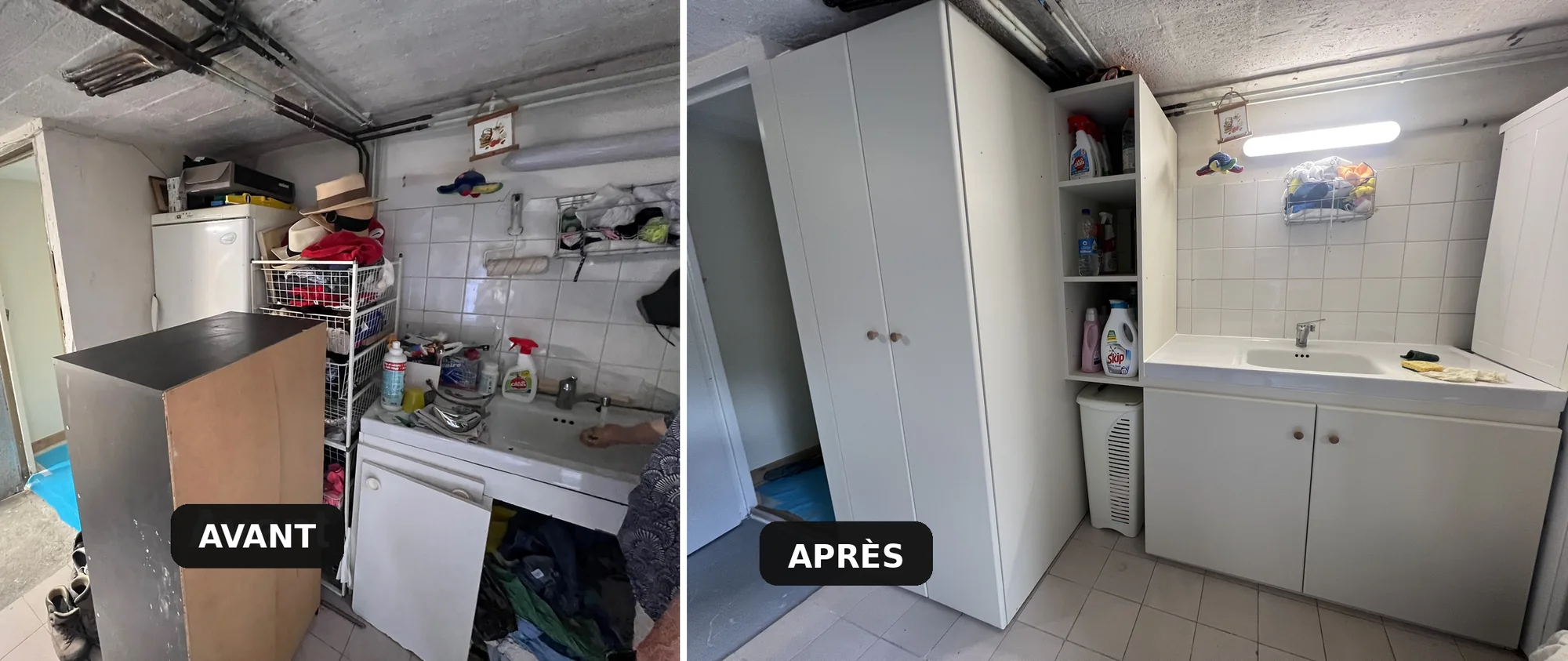 Buanderie rénovée à Hauts-de-Seine (92) par TerraRenova — avant / après