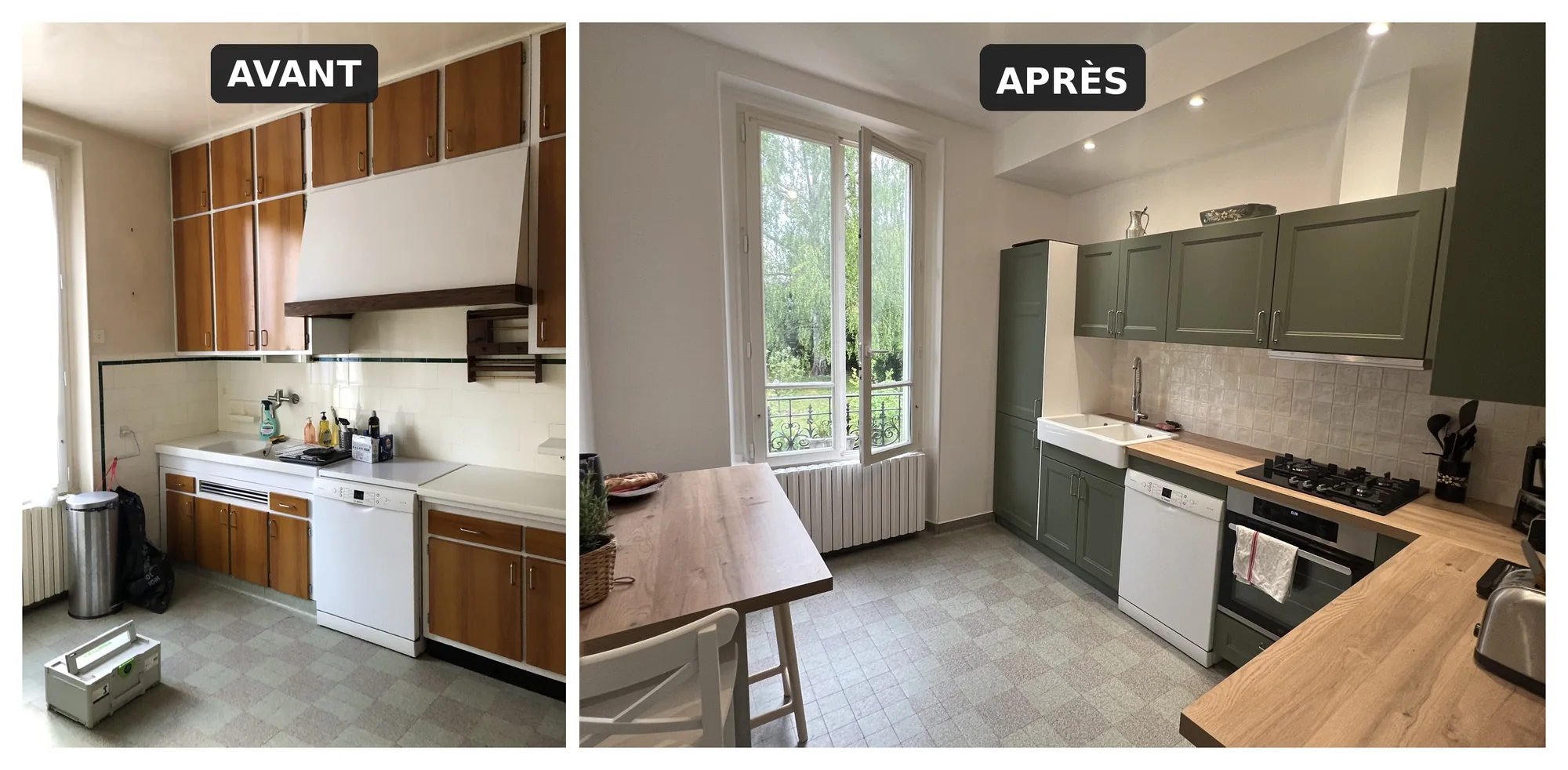 Cuisine rénovée dans le Val-de-Marne (94) par TerraRenova — avant / après