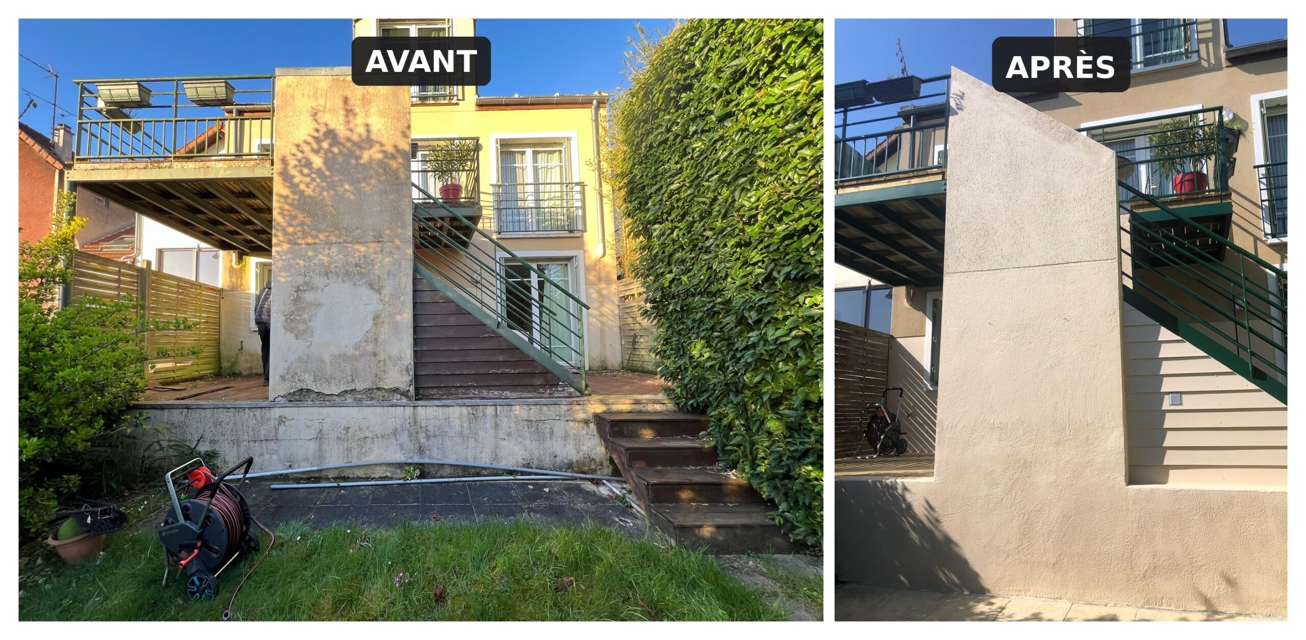 Ravalement façade et escalier extérieur Yvelines (78) avant après